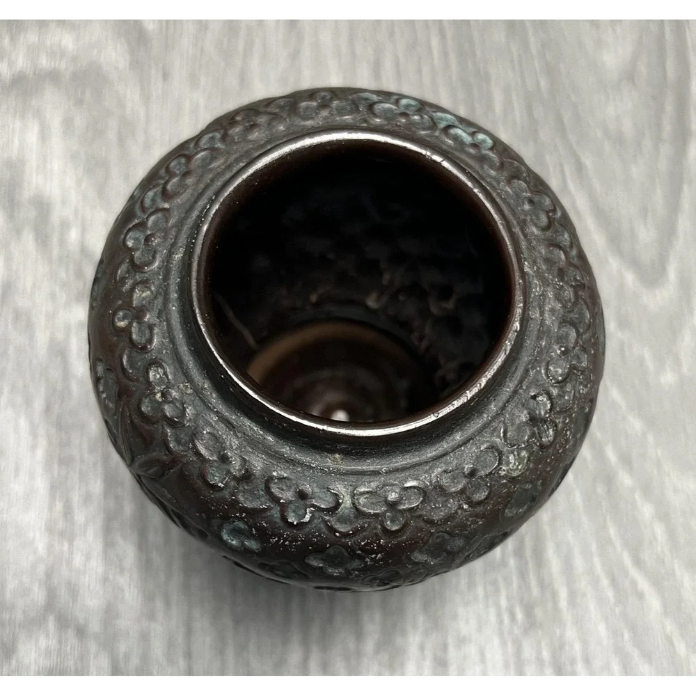 Antique Japanese Porcelain Vase Meiji Taisho Era Floral Blossom Black Signed